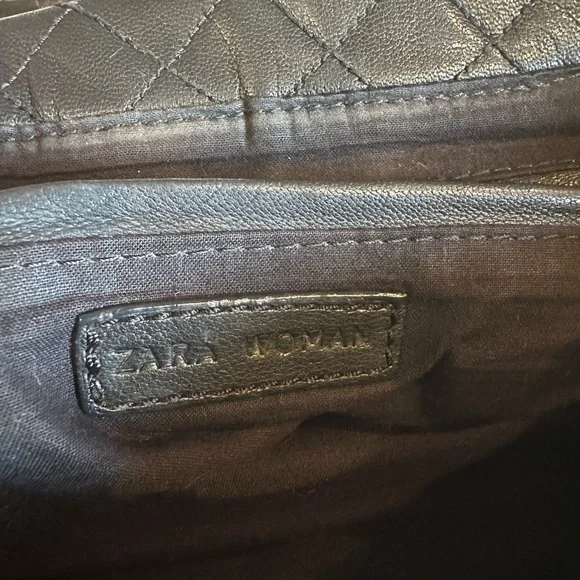 Zara Black Leather Quilted City Bag - Picture 8 of 8